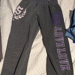 Gray Kids Bottoms with Purple Accents